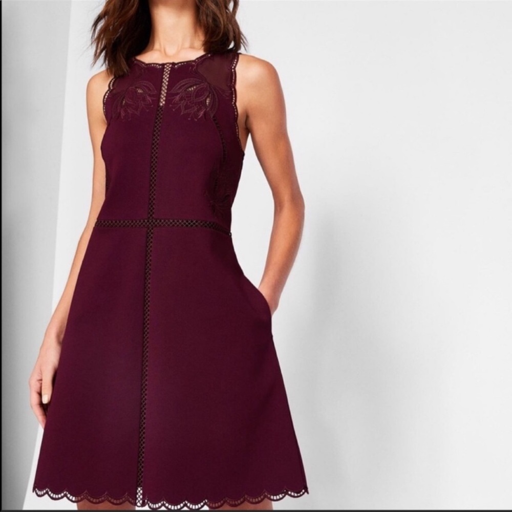 NWT Ted Baker Codi embroidered scallop dress